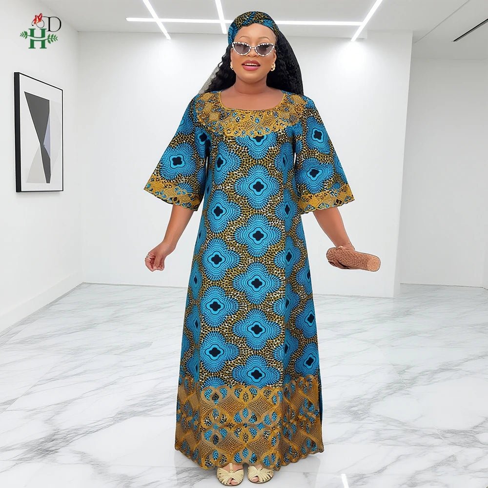 African Embroidered Boubou Dress for Women – Traditional Kaftan Abaya Robe - Free Delivery Worldwide only at Flexi Africa