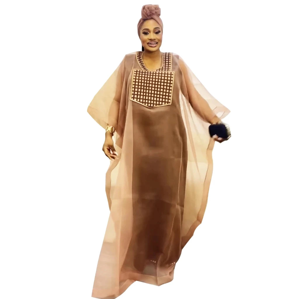African Embroidered Floor - Length Dress – Plus Size Women’s Elegant Style - Free Delivery Worldwide only at Flexi Africa