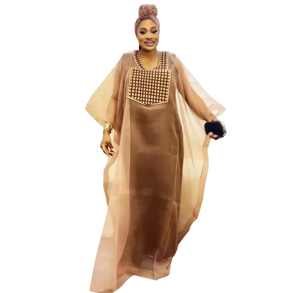 African Embroidered Floor - Length Dress – Plus Size Women’s Elegant Style - Free Delivery Worldwide only at Flexi Africa