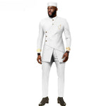 African Ethnic New Men's Casual Suit - Refined and Fitted Style - Party Dress - Fashionable Men's Clothing (Top + Pants + Hat) - Free Delivery Worldwide only at Flexi Africa