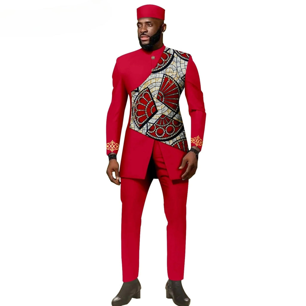 African Ethnic New Style Men's Suit - Elegant and Fitted Design - Fashionable Men's Clothing - Free Delivery Worldwide