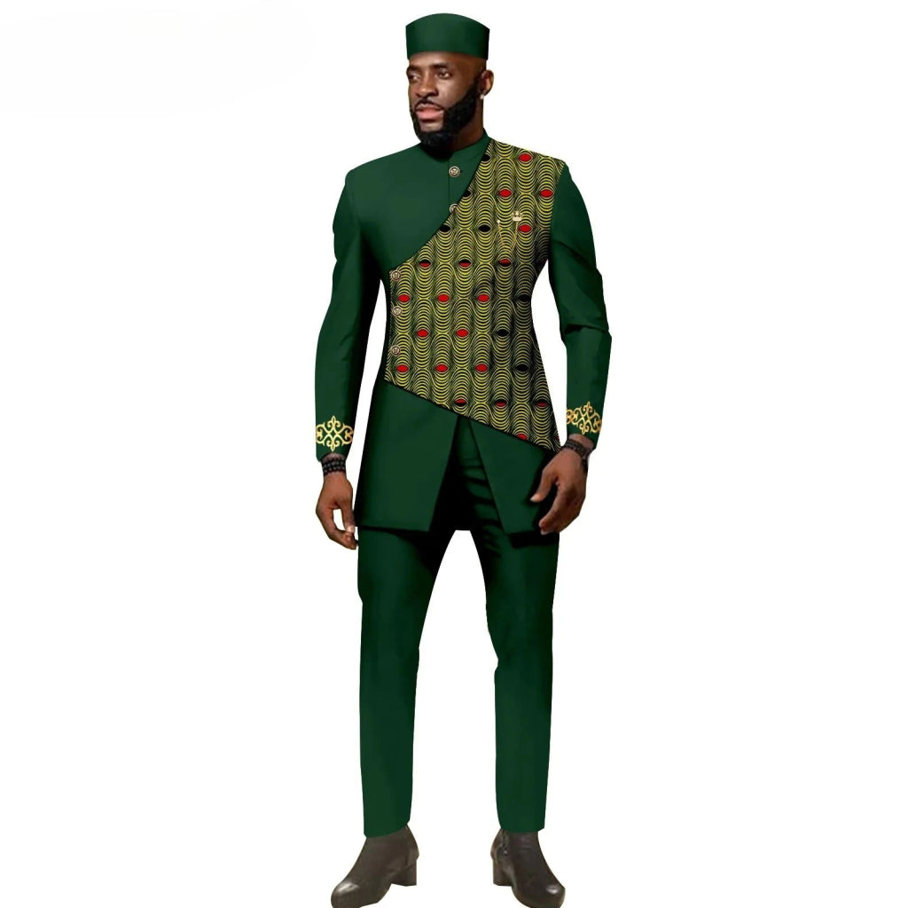 African Ethnic New Style Men's Suit - Elegant and Fitted Design - Fashionable Men's Clothing - Free Delivery Worldwide