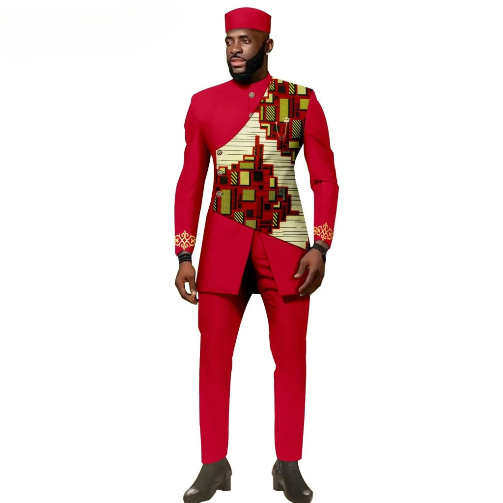 African Ethnic New Style Men's Suit - Elegant and Fitted Design - Fashionable Men's Clothing - Free Delivery Worldwide