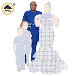 African Family Matching Outfits – Dashiki Women’s Long Mermaid Dress with Men & Boys Shirt and Pant Sets, - Free Delivery Worldwide only at Flexi Africa