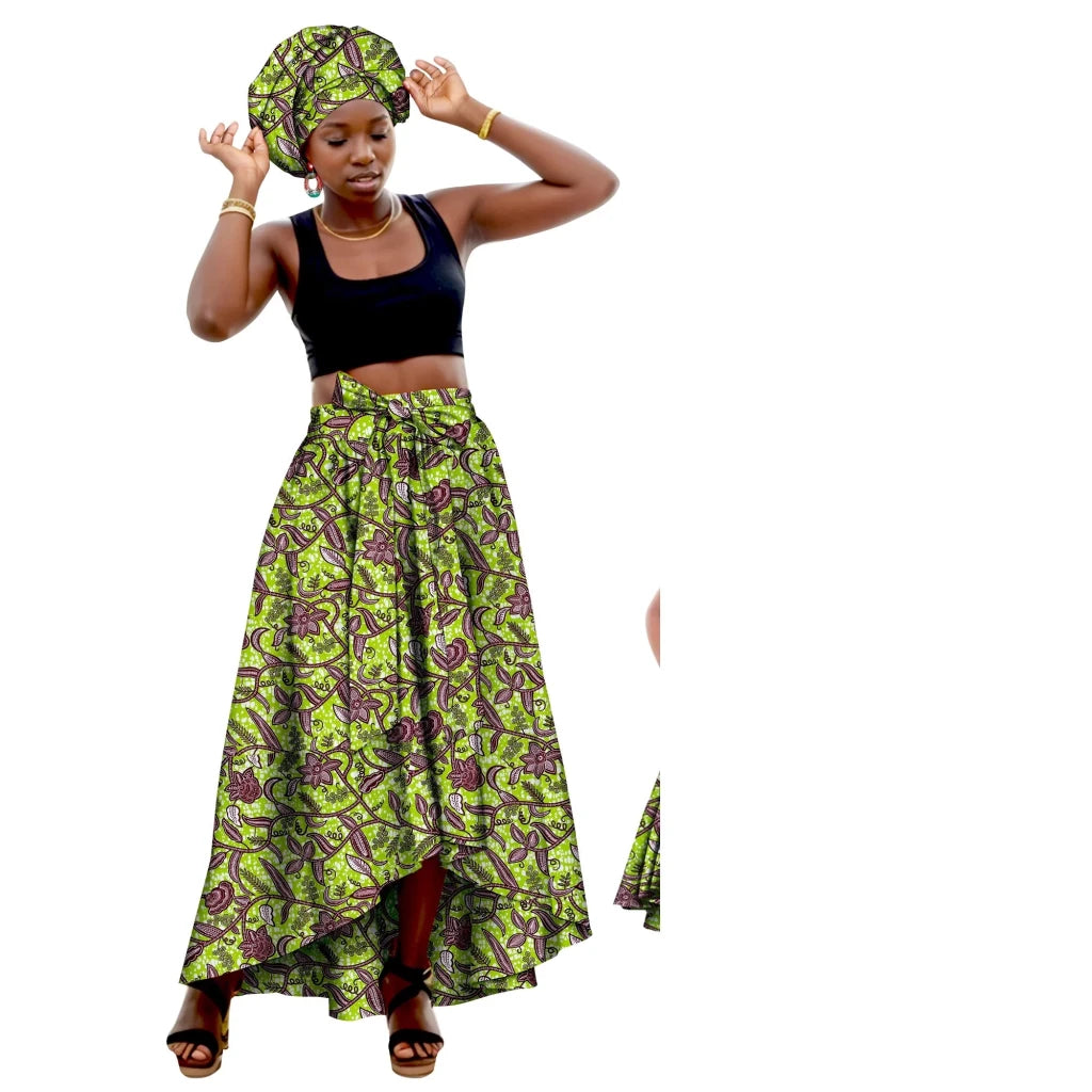 African Family Matching Outfits – Mother & Daughter Ankara Dress and Skirt Set with Headbands - Free Delivery Worldwide only at Flexi Africa