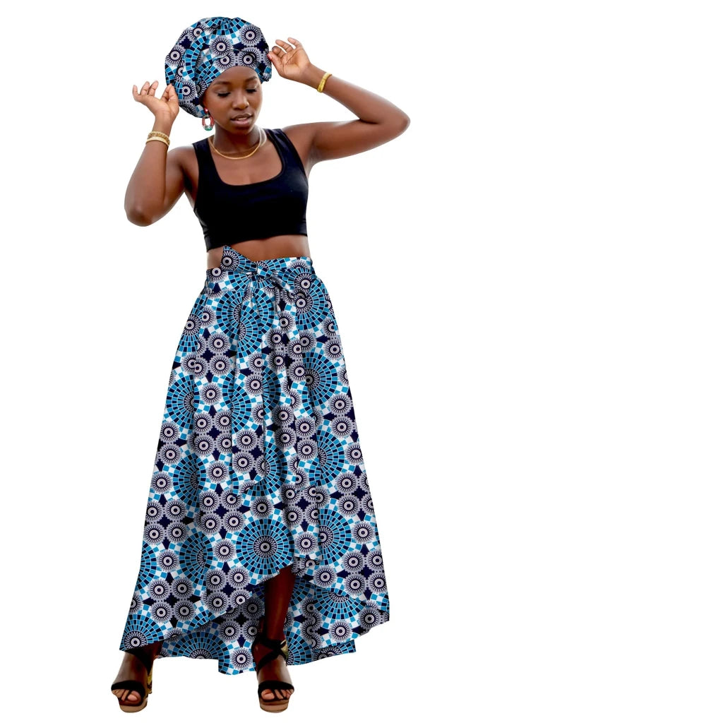 African Family Matching Outfits – Mother & Daughter Ankara Dress and Skirt Set with Headbands - Free Delivery Worldwide only at Flexi Africa