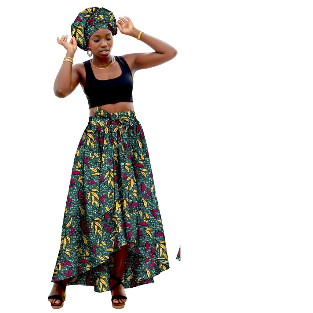 African Family Matching Outfits – Mother & Daughter Ankara Dress and Skirt Set with Headbands - Free Delivery Worldwide only at Flexi Africa