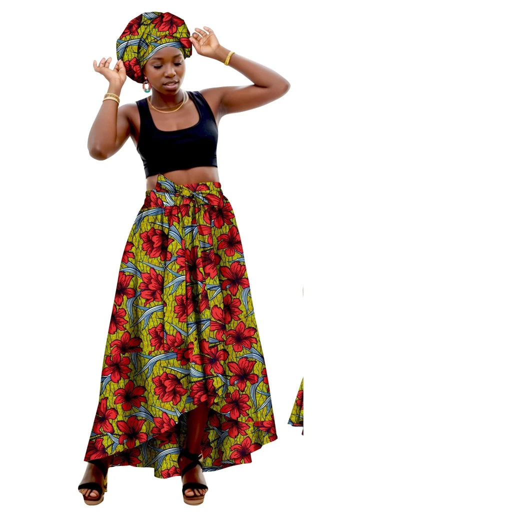 African Family Matching Outfits – Mother & Daughter Ankara Dress and Skirt Set with Headbands - Free Delivery Worldwide only at Flexi Africa