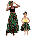 African Family Matching Outfits – Mother & Daughter Ankara Dress and Skirt Set with Headbands - Free Delivery Worldwide only at Flexi Africa
