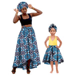 African Family Matching Outfits – Mother & Daughter Ankara Dress and Skirt Set with Headbands - Free Delivery Worldwide only at Flexi Africa