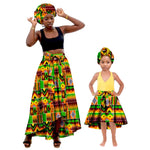 African Family Matching Outfits – Mother & Daughter Ankara Dress and Skirt Set with Headbands - Free Delivery Worldwide only at Flexi Africa