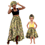 African Family Matching Outfits – Mother & Daughter Ankara Dress and Skirt Set with Headbands - Free Delivery Worldwide only at Flexi Africa