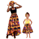 African Family Matching Outfits – Mother & Daughter Ankara Dress and Skirt Set with Headbands - Free Delivery Worldwide only at Flexi Africa