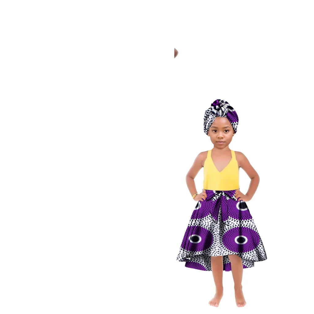 African Family Matching Outfits – Mother & Daughter Ankara Dress and Skirt Set with Headbands - Free Delivery Worldwide only at Flexi Africa