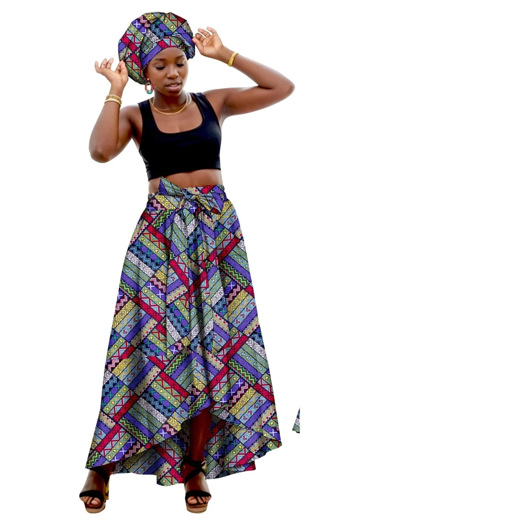 African Family Matching Outfits – Mother & Daughter Ankara Dress and Skirt Set with Headbands - Free Delivery Worldwide only at Flexi Africa