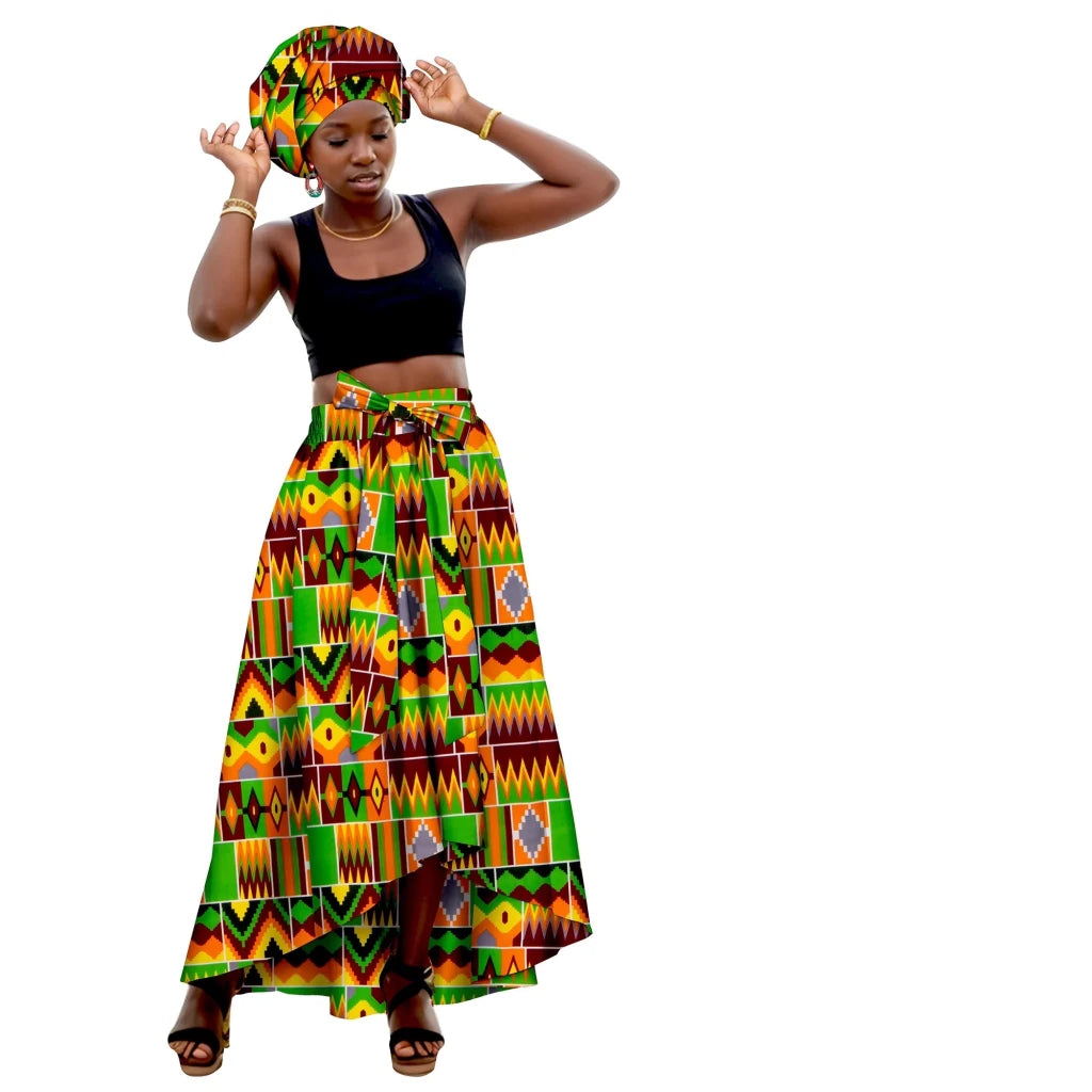 African Family Matching Outfits – Mother & Daughter Ankara Dress and Skirt Set with Headbands - Free Delivery Worldwide only at Flexi Africa