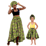 African Family Matching Outfits – Mother & Daughter Ankara Dress and Skirt Set with Headbands - Free Delivery Worldwide only at Flexi Africa