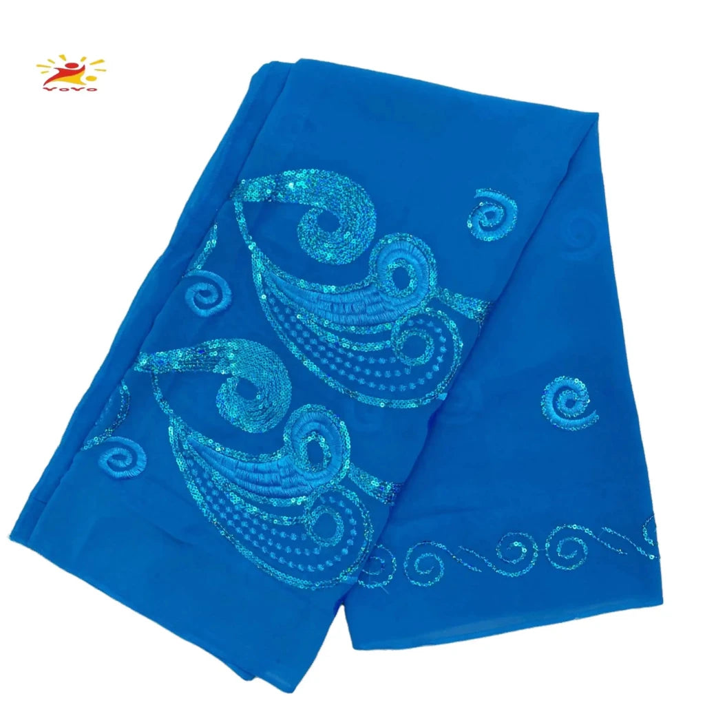 African Fashion Muslim Scarf Turban for Women – Medium Size Sequin Embroidered Chiffon Islamic Hijab Pashmina for Ramadan - Free Delivery Worldwide only at Flexi Africa
