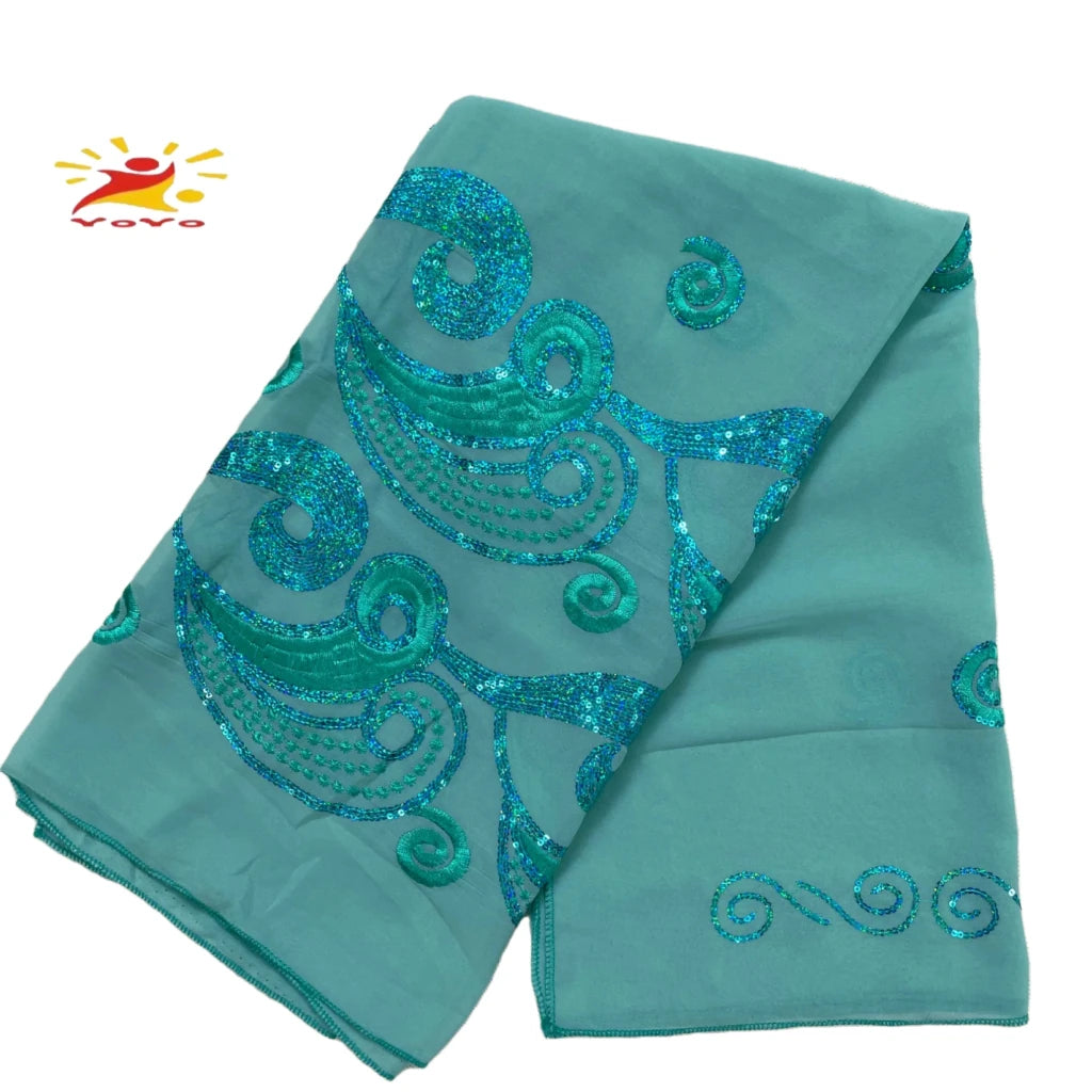 African Fashion Muslim Scarf Turban for Women – Medium Size Sequin Embroidered Chiffon Islamic Hijab Pashmina for Ramadan - Free Delivery Worldwide only at Flexi Africa