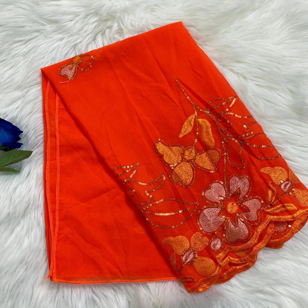 African Fashion Muslim Scarf Turban for Women – Medium Size Sequin Embroidered Chiffon Islamic Hijab Pashmina for Ramadan - Free Delivery Worldwide only at Flexi Africa