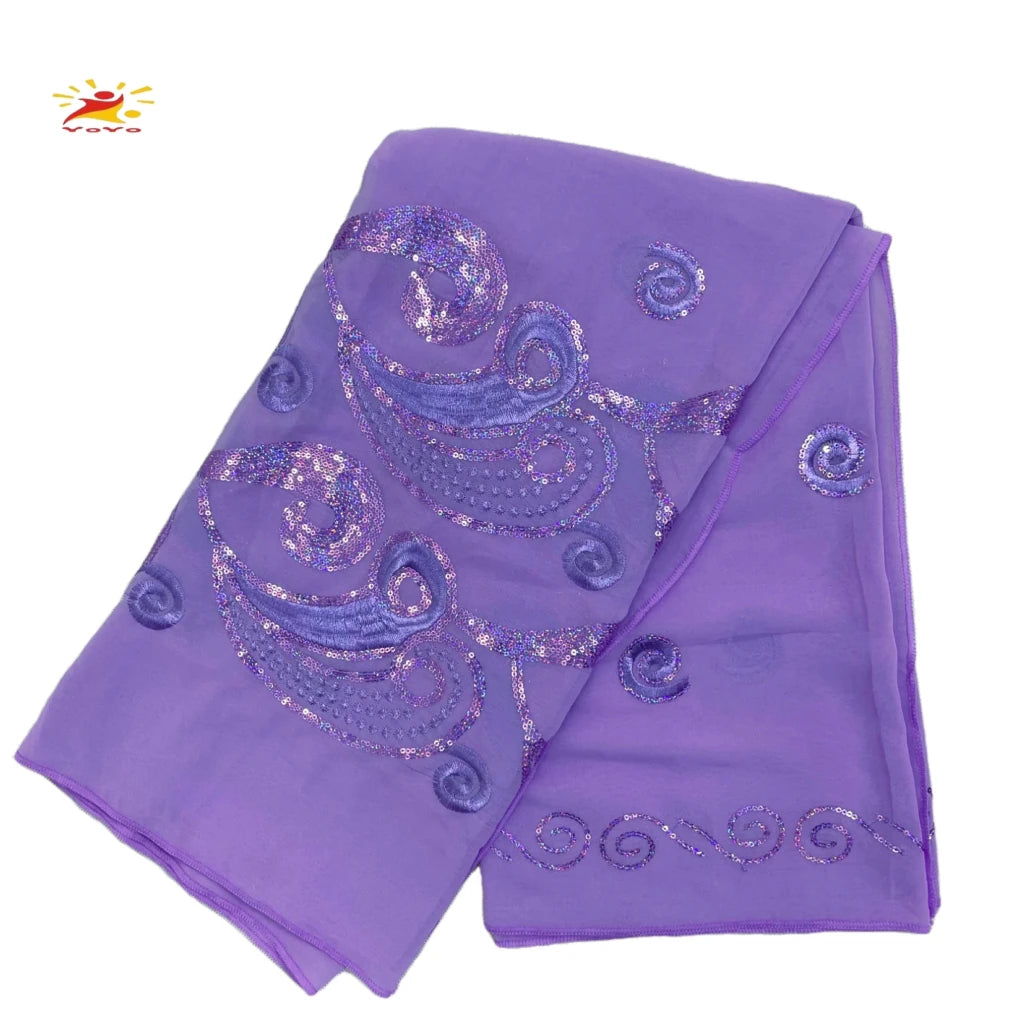African Fashion Muslim Scarf Turban for Women – Medium Size Sequin Embroidered Chiffon Islamic Hijab Pashmina for Ramadan - Free Delivery Worldwide only at Flexi Africa