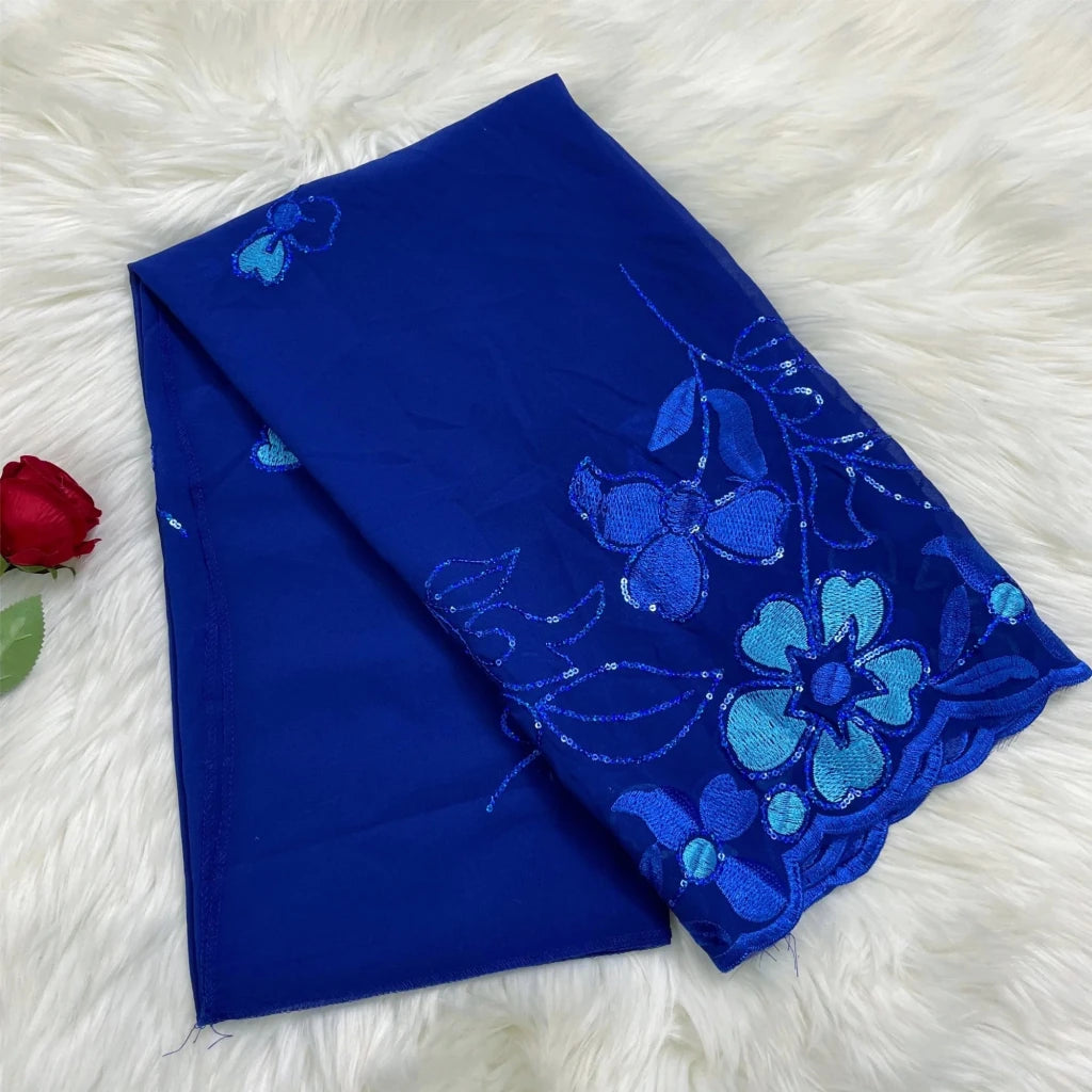African Fashion Muslim Scarf Turban for Women – Medium Size Sequin Embroidered Chiffon Islamic Hijab Pashmina for Ramadan - Free Delivery Worldwide only at Flexi Africa