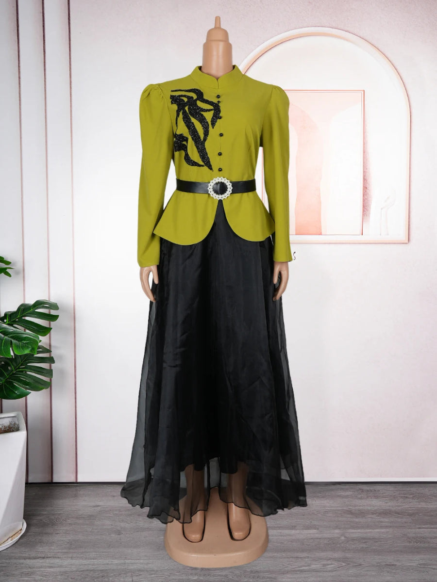 elegant african dresses for weddings with sleeves African Wedding Party Dresses For Women 2025 Summer Elegant African Lace 3/4 Sleeve Evening Long