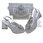 Step into elegance with this stunning Doershow Pink African Fashion Shoes and Matching Handbag Set, designed for women