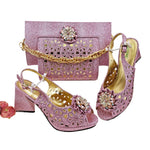 Step into elegance with this stunning Doershow Pink African Fashion Shoes and Matching Handbag Set, designed for women
