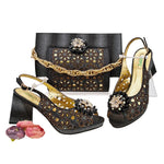 Step into elegance with this stunning Doershow Pink African Fashion Shoes and Matching Handbag Set, designed for women