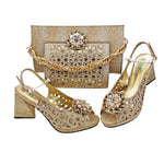 Step into elegance with this stunning Doershow Pink African Fashion Shoes and Matching Handbag Set, designed for women