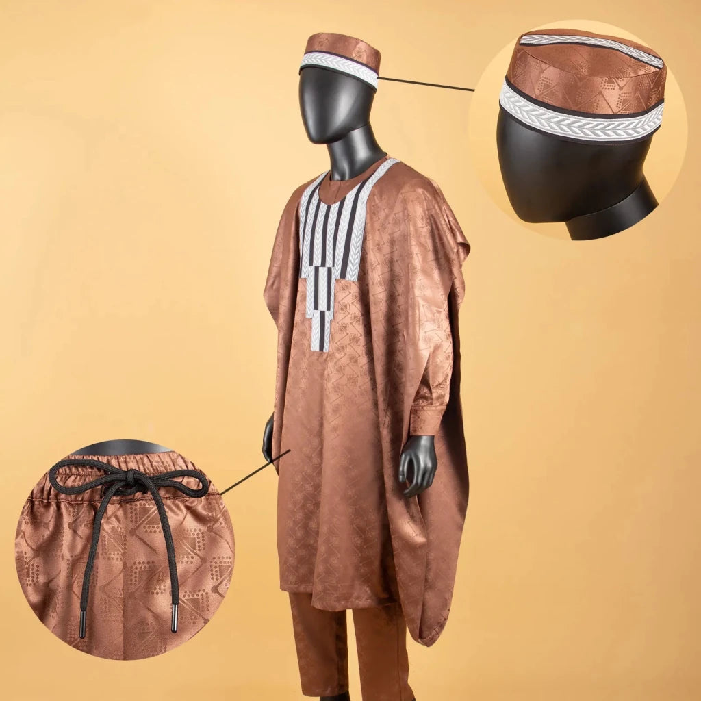 African Father & Son Matching Agbada Dashiki Set – Bazin Riche - Free Delivery Worldwide only at Flexi Africa