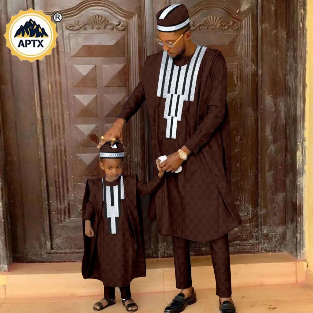 African Father & Son Matching Agbada Dashiki Set – Bazin Riche - Free Delivery Worldwide only at Flexi Africa