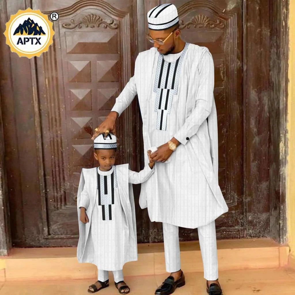African Father & Son Matching Agbada Dashiki Set – Bazin Riche - Free Delivery Worldwide only at Flexi Africa