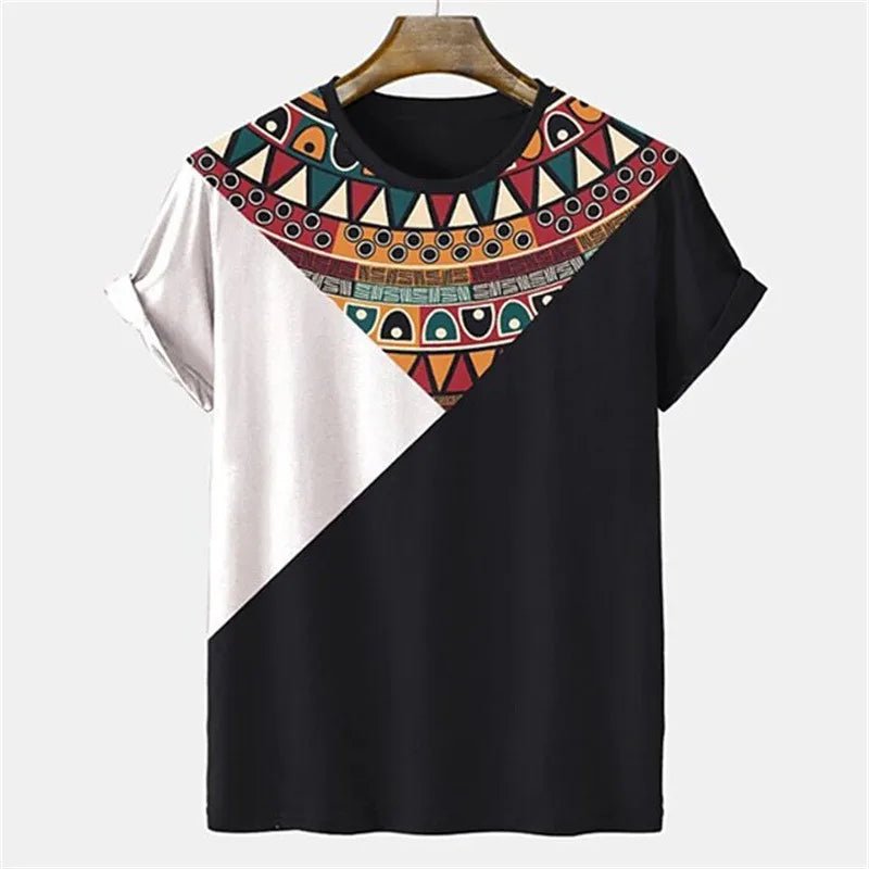 African Grain Digital 3D Cartoon Printed Short Sleeve T-shirt for Casual Simple Men's Loose Top Geometric Pattern Men's T-shirt - Free Delivery Worldwide only at Flexi Africa
