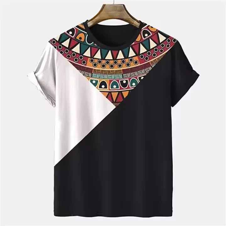 African Grain Digital 3D Cartoon Printed Short Sleeve T-shirt for Casual Simple Men's Loose Top Geometric Pattern Men's T-shirt - Free Delivery Worldwide only at Flexi Africa