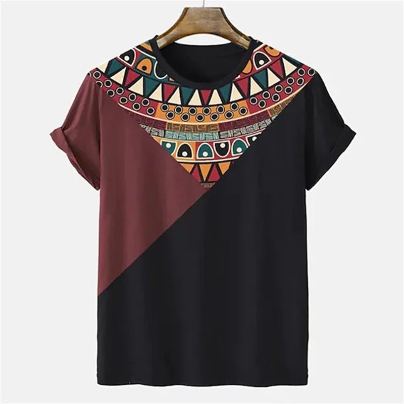 African Grain Digital 3D Cartoon Printed Short Sleeve T-shirt for Casual Simple Men's Loose Top Geometric Pattern Men's T-shirt - Free Delivery Worldwide only at Flexi Africa