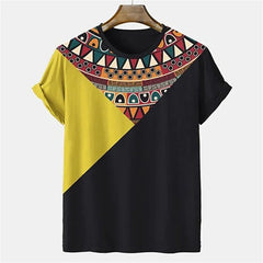 African Grain Digital 3D Cartoon Printed Short Sleeve T-shirt for Casual Simple Men's Loose Top Geometric Pattern Men's T-shirt - Free Delivery Worldwide only at Flexi Africa
