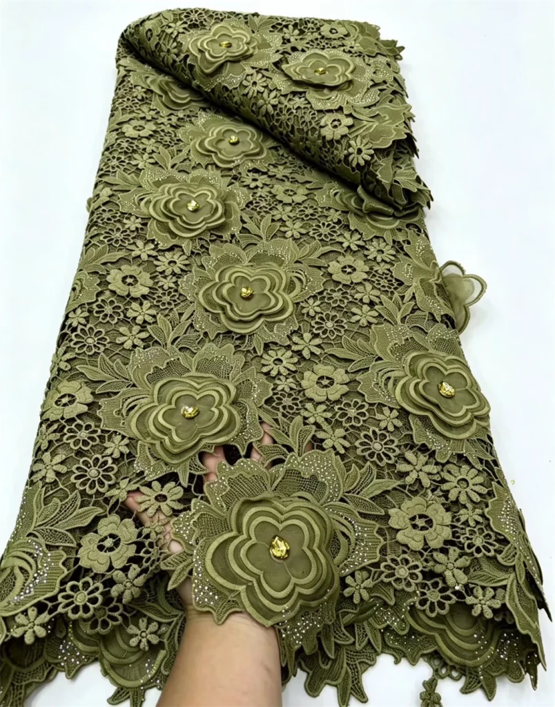 African Guipure Cord Lace Fabric – 5 Yards, Nigerian Embroidery – alternate view 21