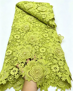 African Guipure Lace Fabric 120cm x 5 Yards – High Quality Nigerian Cord Embroidery Lace for Evening Party Dresses - Free Delivery Worldwide only at Flexi Africa