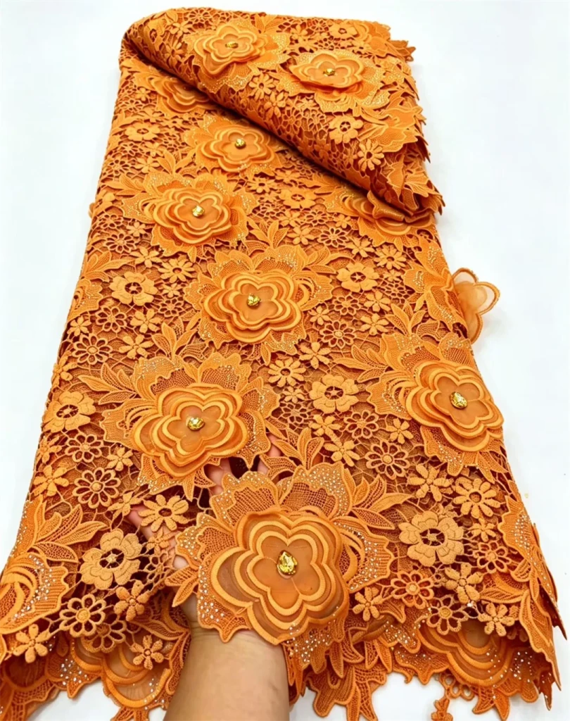 African Guipure Lace Fabric 120cm x 5 Yards – High Quality Nigerian Cord Embroidery Lace for Evening Party Dresses - Free Delivery Worldwide only at Flexi Africa