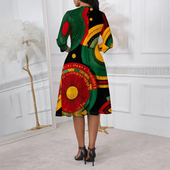 African Heritage Print Dress for Women XS - 3XL Bold Red Yellow Green A - Line Style for Juneteenth, Kwanzaa or Cultural Festival - Free Delivery Worldwide only at Flexi Africa