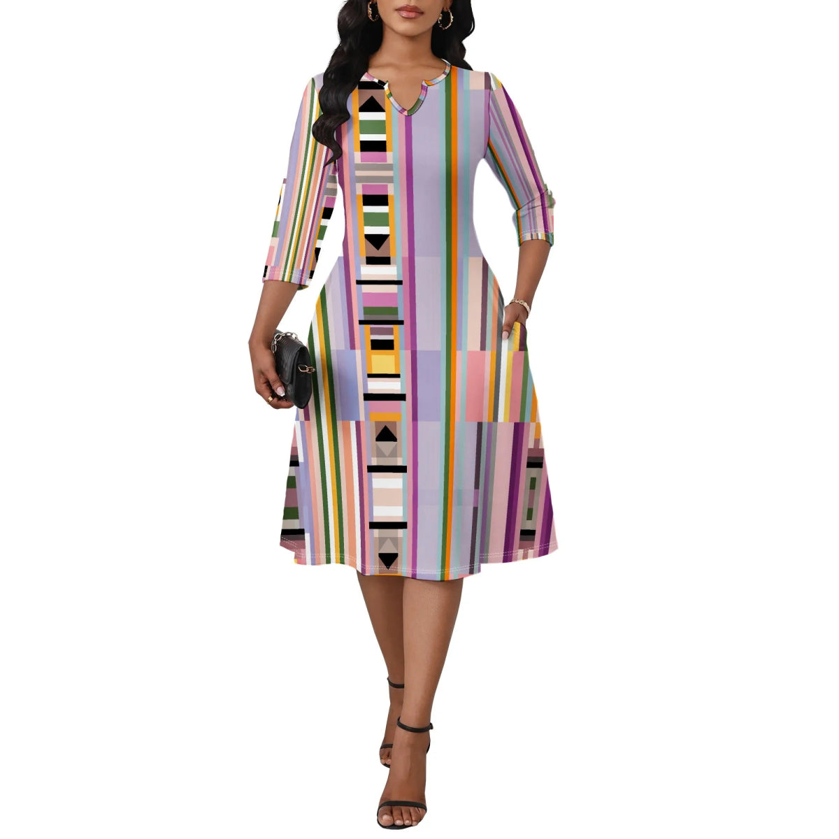 African Heritage Print Dress for Women XS - 3XL Bold Red Yellow Green A - Line Style for Juneteenth, Kwanzaa or Cultural Festival - Free Delivery Worldwide only at Flexi Africa