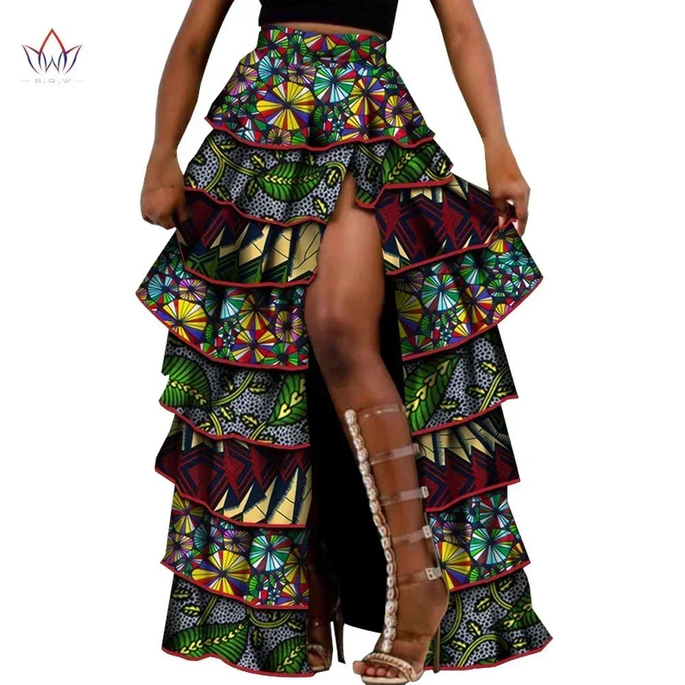 African High - Waist Cupcake Skirt – Bazin Riche Summer Statement Skirt for Women - Free Delivery Worldwide only at Flexi Africa