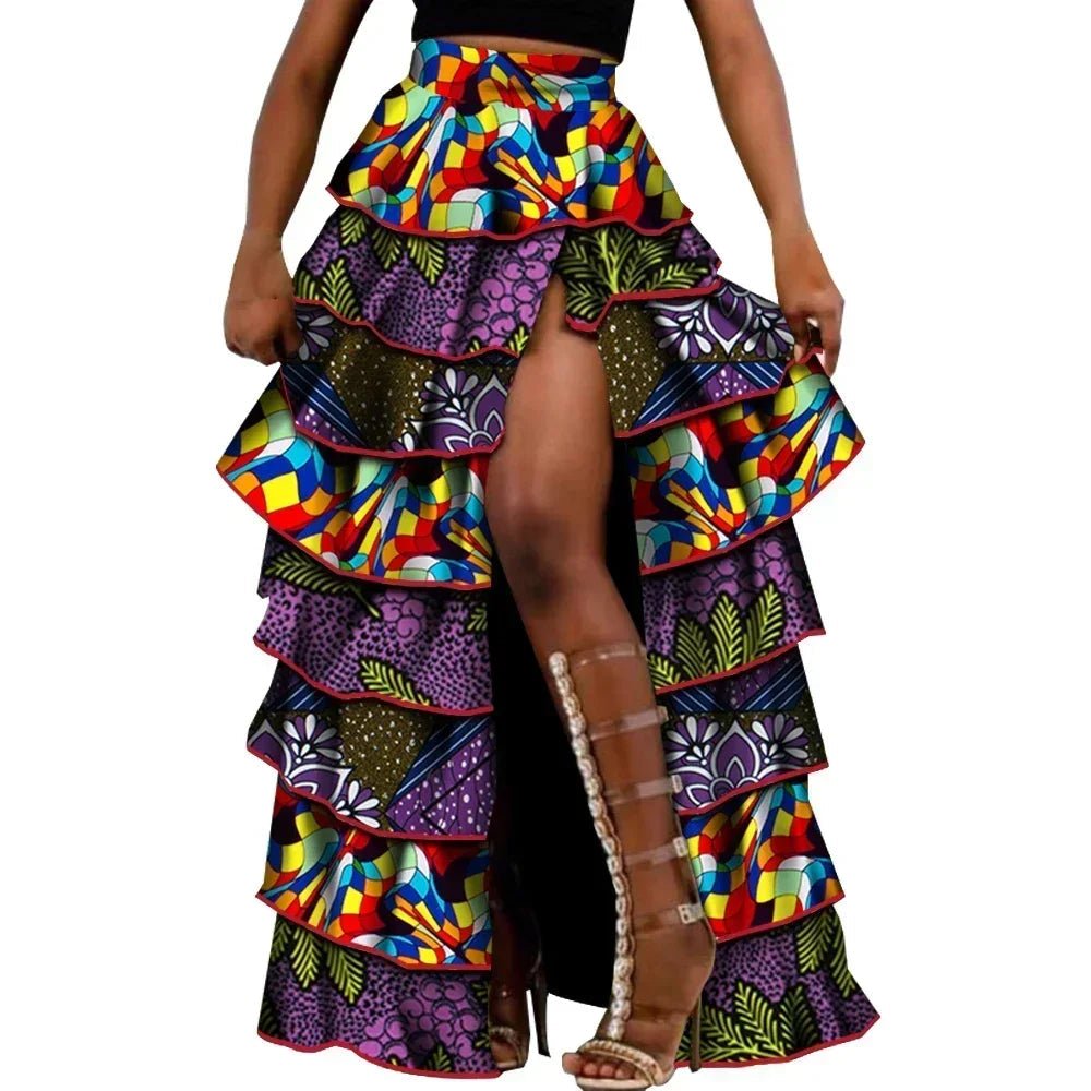 African High - Waist Cupcake Skirt – Bazin Riche Summer Statement Skirt for Women - Free Delivery Worldwide only at Flexi Africa
