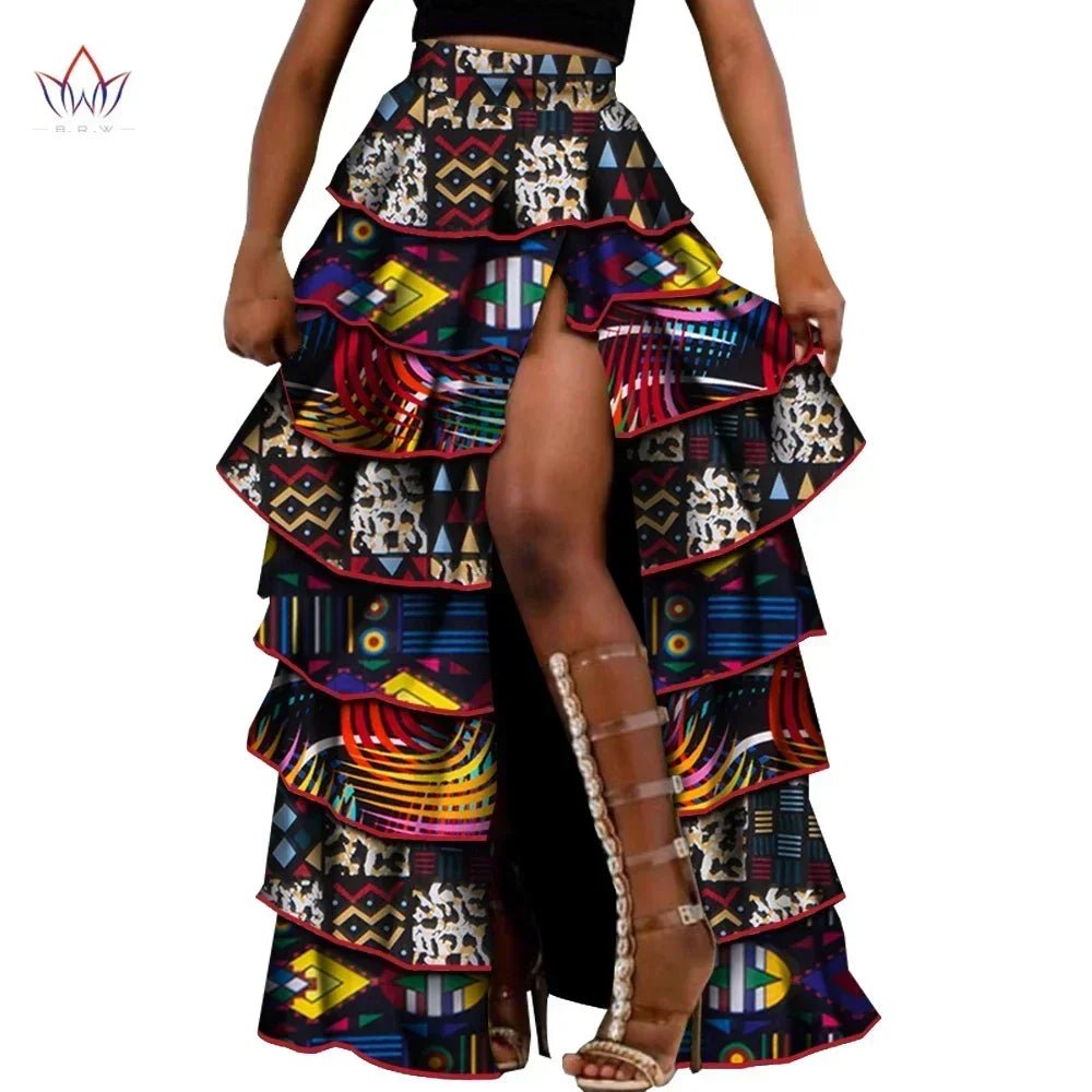 African High - Waist Cupcake Skirt – Bazin Riche Summer Statement Skirt for Women - Free Delivery Worldwide only at Flexi Africa