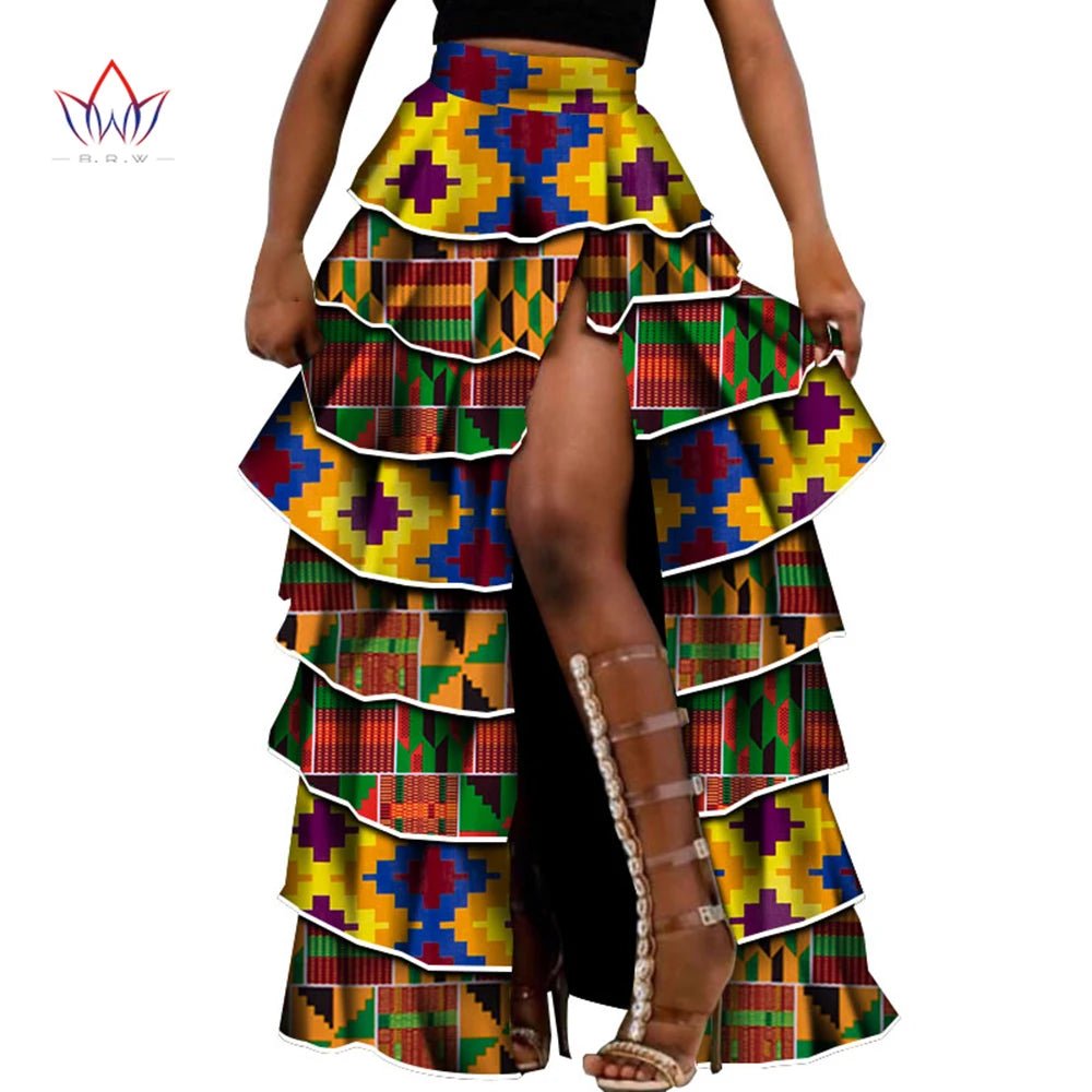 African High - Waist Cupcake Skirt – Bazin Riche Summer Statement Skirt for Women - Free Delivery Worldwide only at Flexi Africa