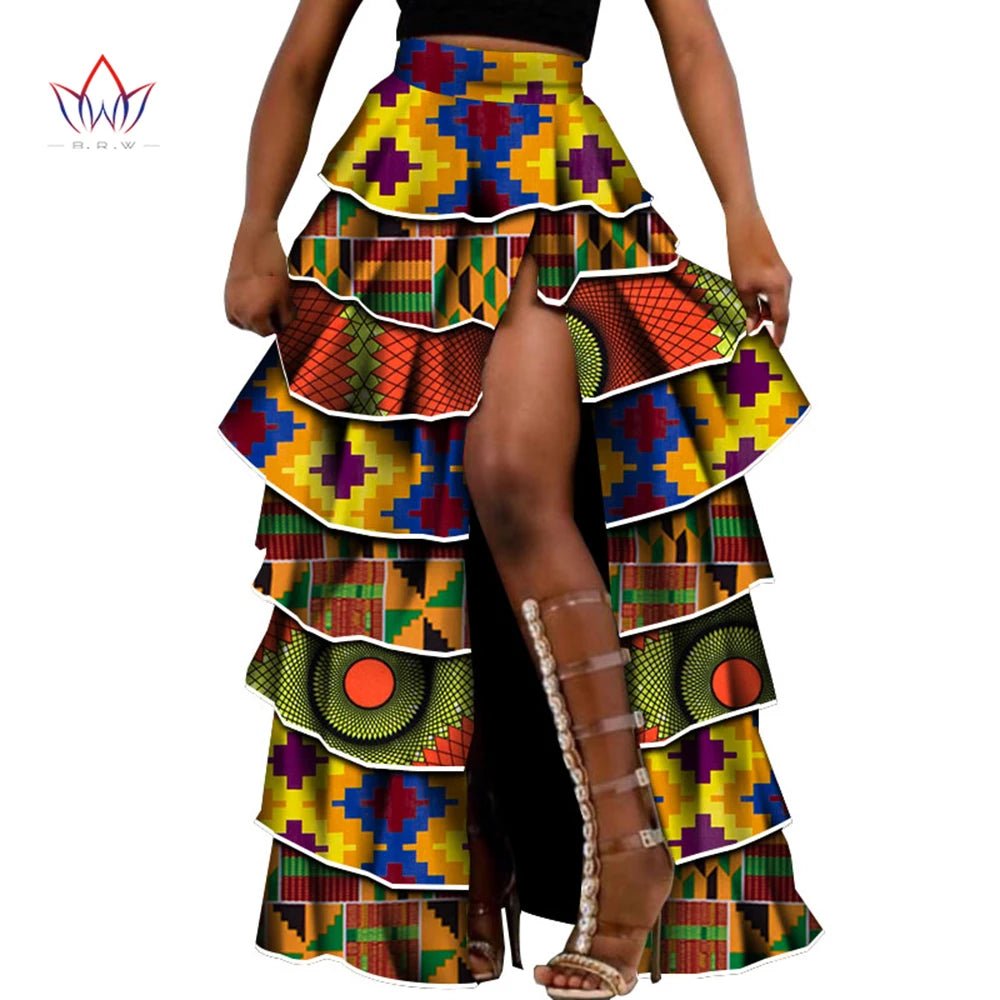 African High - Waist Cupcake Skirt – Bazin Riche Summer Statement Skirt for Women - Free Delivery Worldwide only at Flexi Africa