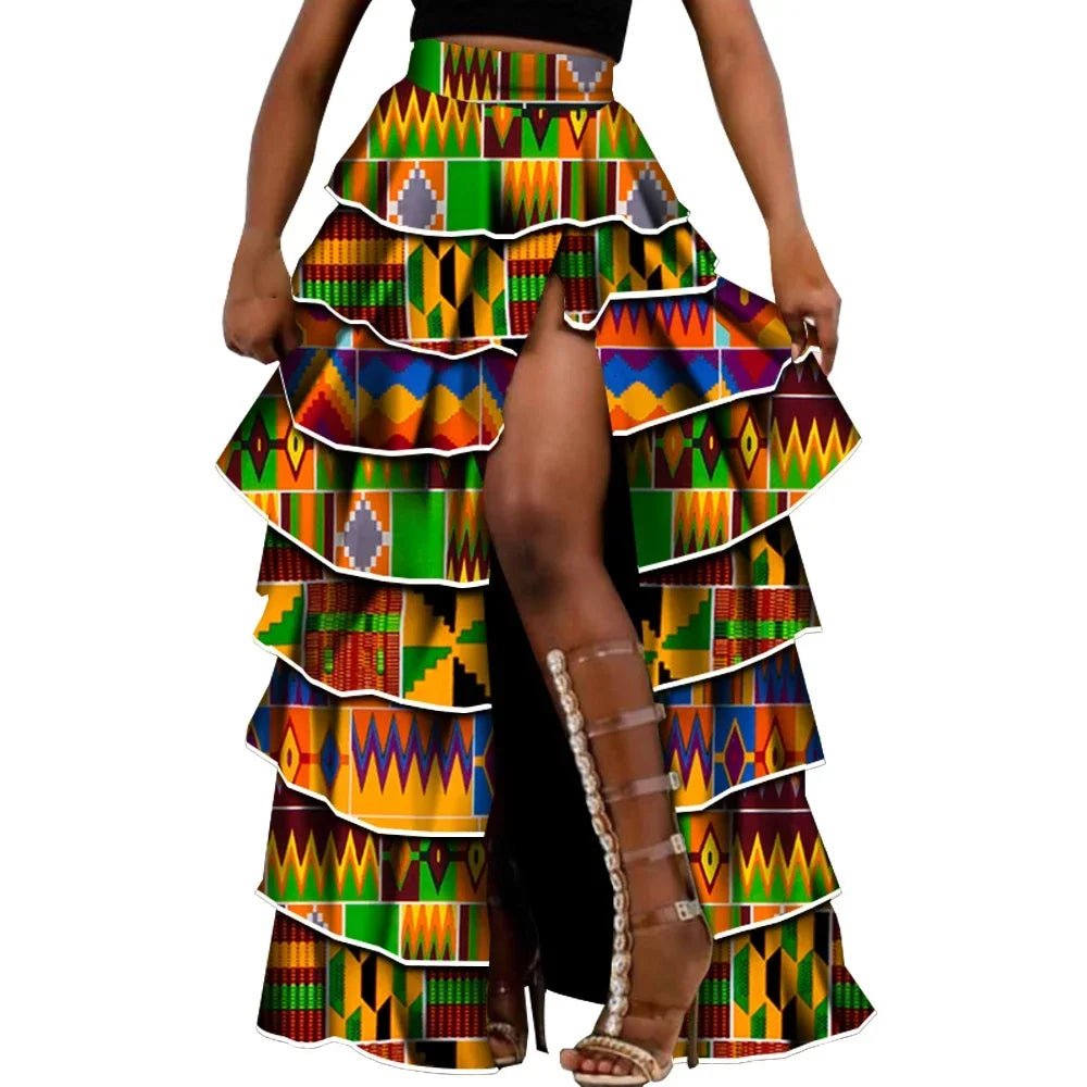African High - Waist Cupcake Skirt – Bazin Riche Summer Statement Skirt for Women - Free Delivery Worldwide only at Flexi Africa