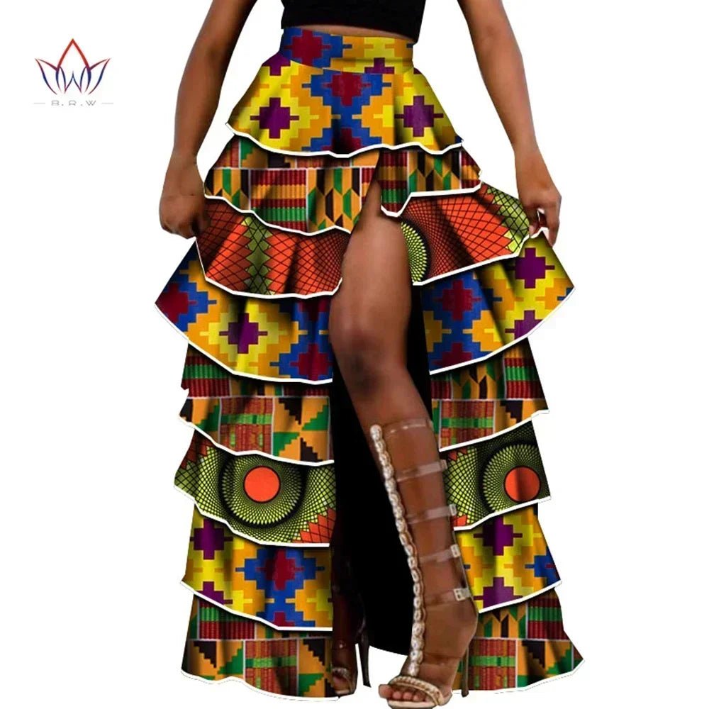 African High - Waist Cupcake Skirt – Bazin Riche Summer Statement Skirt for Women - Free Delivery Worldwide only at Flexi Africa